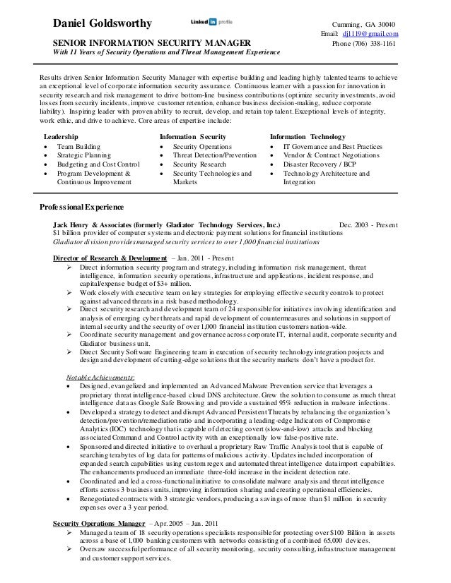security professional resume