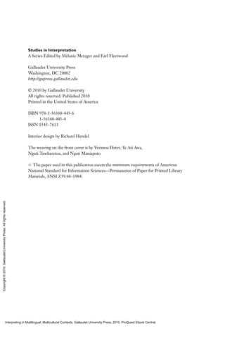 Interpreting in Multilingual Multicultural Contexts 1st Edition Rachel ...