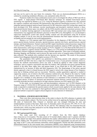 Comparison of resting electroencephalogram coherence in patients with ...