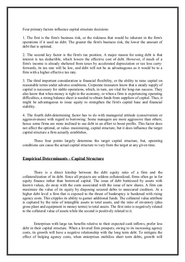 Optimal capital structure master thesis