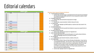 Editorial calendars
 
