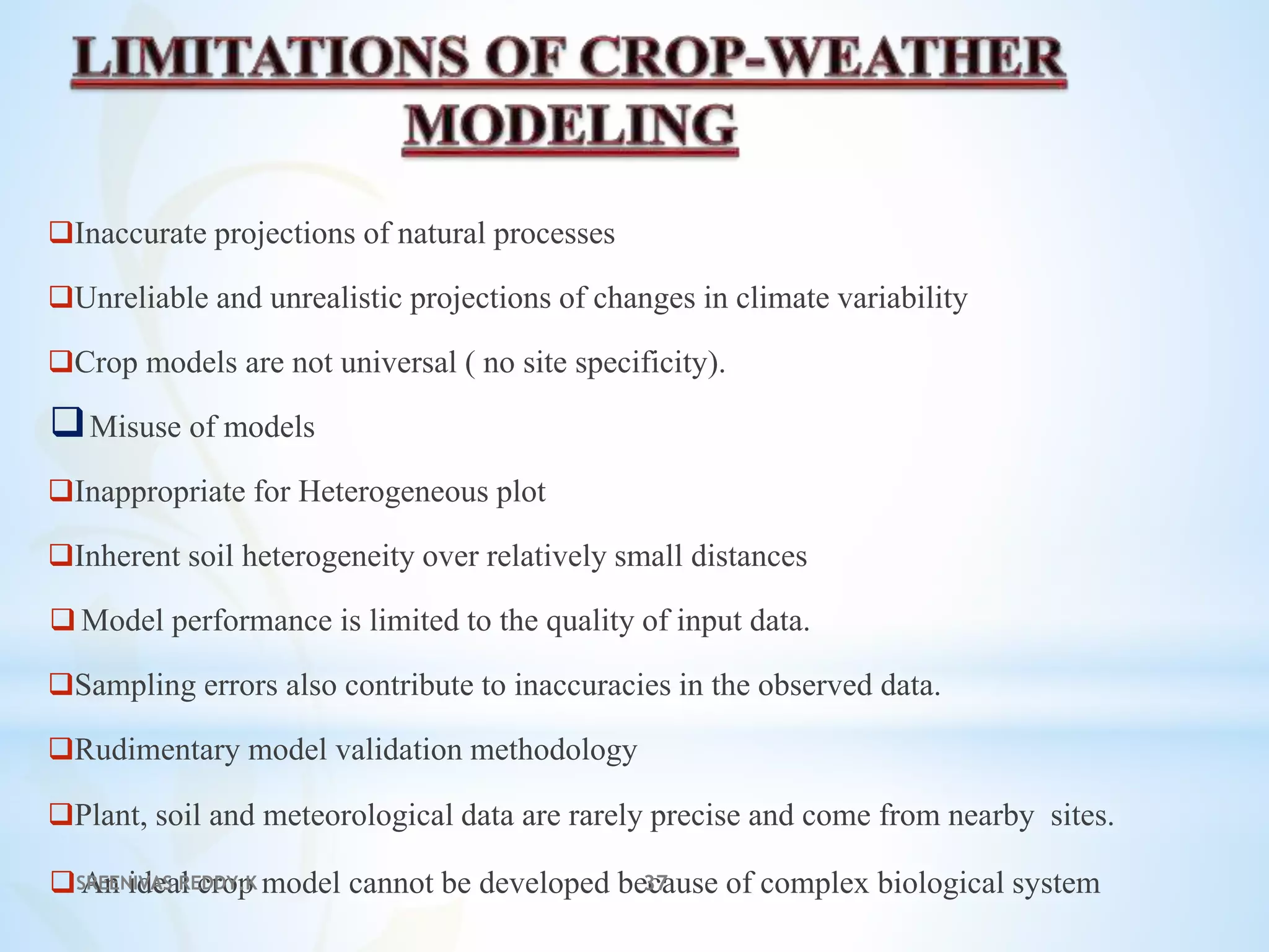 Crop Modeling - Types of crop growth models in agriculture | PPTX
