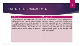 Engineering Management ECE 501 (500LEVEL) | PPTX