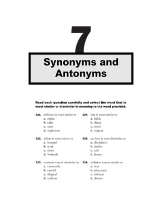 501 Synonym Amp Antonymquestions
