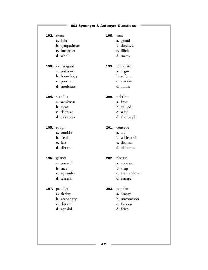 501 synonyms and antonyms