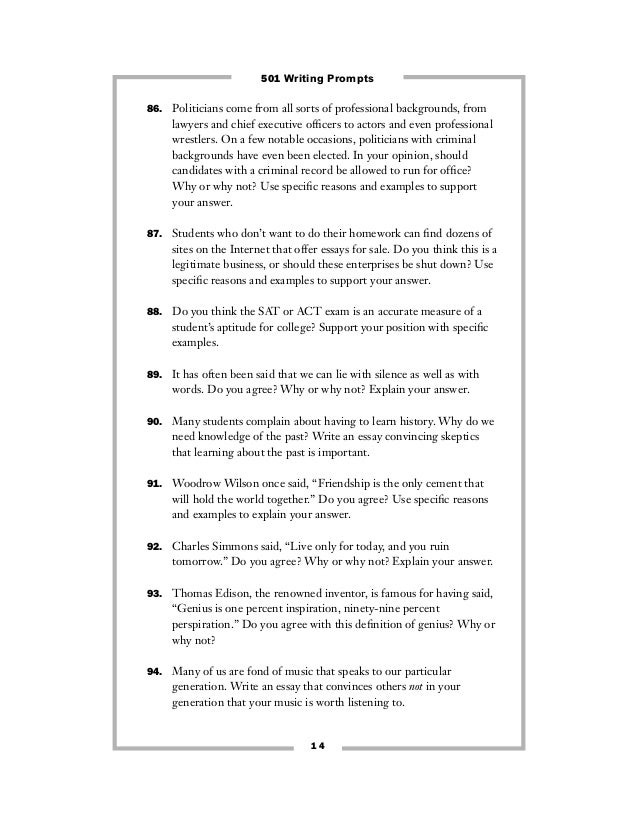 501 essay prompts