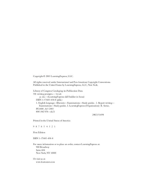 501 writing prompts learning express