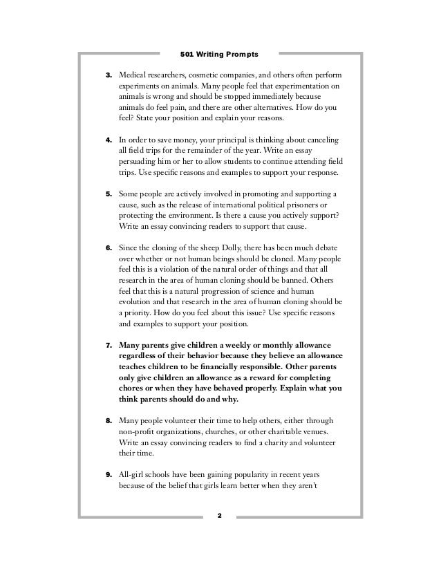 501 essay prompts