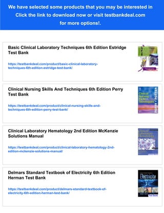 Basic Clinical Laboratory Techniques 6th Edition Estridge Solutions ...