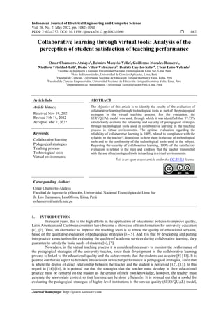 Collaborative learning through virtual tools: Analysis of the ...