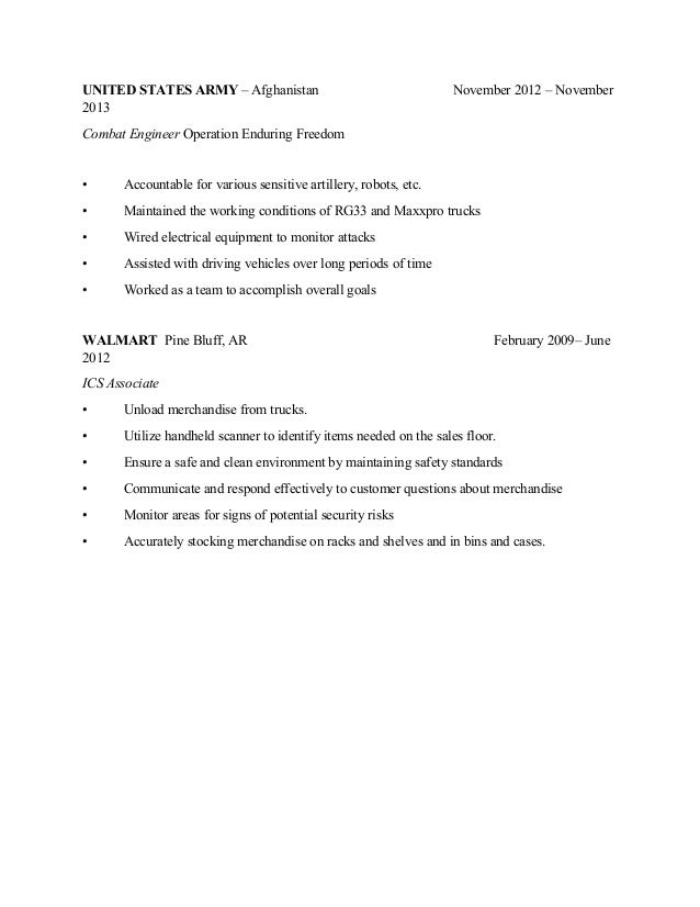combat engineer resume