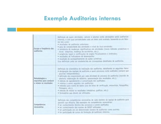 Exemplo Auditorias internas 
 