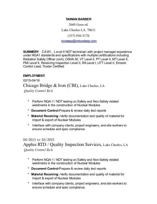 barber resume