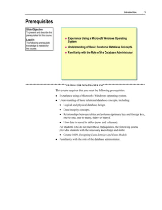 Key Prerequisite sql server | PDF