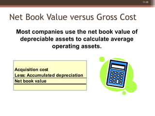 11-39
Net Book Value versus Gross Cost
Most companies use the net book value of
depreciable assets to calculate average
op...