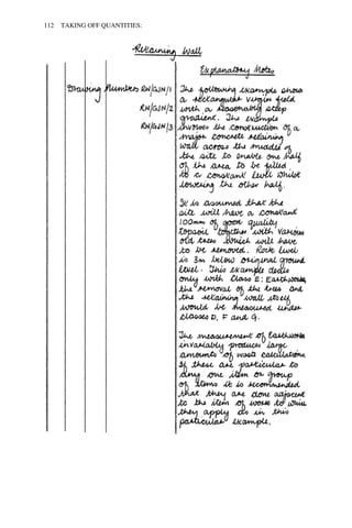 112 TAKING OFF QUANTITIES: 
 