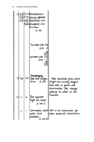 178 TAKING OFF QUANTITIES: 
 