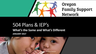 504 Plans & IEP’s
What’s the Same and What’s Different
JANUARY 2017
Oregon Family Support Network
 