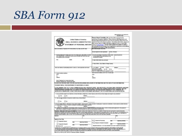 obtaining sba loan approval form 912