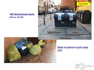 food waste
paper and board residual
140 UNDERGROUND BANKS
OPEN ALL THE TIME
DOOR TO DOOR BY PLASTIC BAGS
(1/7)
 
