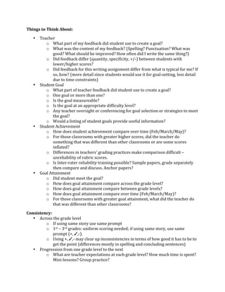 !"#$%&'()'!"#$*'+,)-(.'
   •   !"#$%"&'
          o (%#)'*#&)'+,'-.',""/0#$1'/2/'3)4/"5)'43"')+'$&"#)"'#'6+#78''
          o (%#)'9#3')%"'$+5)"5)'+,'-.',""/0#$18':;*"772568'<45$)4#)2+58'(%#)'9#3'
              6++/8'(%#)'3%+47/'0"'2-*&+="/8'>+9'+,)"5'/2/'?'9&2)"')%"'3#-"')%2568@'
          o A2/',""/0#$1'/2,,"&':B4#5)2).C'3*"$2,2$2).C'DEF@'0")9""5'3)4/"5)3'92)%'
              7+9"&E%26%"&'3$+&"38''
          o A2/',""/0#$1',+&')%23'9&2)256'#33265-"5)'/2,,"&',&+-'9%#)'23').*2$#7',+&'-"8'?,'
              3+C'%+98':-+&"'/")#27'325$"'3)4/"5)3'9+47/'43"'2)',+&'6+#7F3"))256C'7"33'/")#27'
              /4"')+')2-"'$+53))3@'
   •   ;)4/"5)'G+#7'
          o (%#)'*#&)'+,')"#$%"&',""/0#$1'/2/'3)4/"5)'43"')+'$&"#)"'#'6+#78''
          o H5"'6+#7'+&'-+&"')%#5'+5"8'
          o ?3')%"'6+#7'-"#34&"#07"8'
          o ?3')%"'6+#7'#)'#5'#**&+*&2#)"'/2,,2$47).'7"="78'
          o I5.')"#$%"&'+="&326%)'+&'$+5,"&"5$256',+&'6+#7'3"7"$)2+5'+&'3)&#)"62"3')+'-"")'
              )%"'6+#78'
          o (+47/'#'723)256'+,'3)4/"5)'6+#73'*&+=2/"'43",47'25,+&-#)2+58'
   •   ;)4/"5)'I$%2"="-"5)'
          o >+9'/+"3'3)4/"5)'#$%2"="-"5)'$+-*#&"'+="&')2-"':J"0EK#&$%EK#.@8'
          o J+&')%+3"'$7#33&++-3'92)%'6&"#)"&'%26%"&'3$+&"3C'/2/')%"')"#$%"&'/+'
              3+-")%256')%#)'9#3'/2,,"&"5)')%#5'+)%"&'$7#33&++-3'+&'#&"'3+-"'3$+&"3'
              25,7#)"/8'
          o A2,,"&"5$"3'25')"#$%"&3L'6&#/256'*&#$)2$"3'-#1"'$+-*#&23+5'/2,,2$47)'M'
              45&"72#0272).'+,'&40&2$'3$+&"3N'
          o ?3'?5)"&F&#)"&'&"72#0272).')抨'*+33207"8';#-*7"'*#*"&3C'6&#/"'3"*#&#)"7.'
              )%"5'$+-*#&"'#5/'/23$433N'I5$%+&'*#*"&38'
   •   G+#7'I))#25-"5)'
          o A2/'3)4/"5)'-"")')%"'6+#78'
          o >+9'/+"3'6+#7'#))#25-"5)'$+-*#&"'#$&+33')%"'6&#/"'7"="78'
          o >+9'/+"3'6+#7'#))#25-"5)'$+-*#&"'0")9""5'6&#/"'7"="738'
          o >+9'/+"3'6+#7'#))#25-"5)'$+-*#&"'+="&')2-"':J"0EK#&$%EK#.@8''
          o J+&')%+3"'$7#33&++-3'92)%'6&"#)"&'6+#7'#))#25-"5)C'9%#)'/2/')%"')"#$%"&'/+'
              )%#)'9#3'/2,,"&"5)')%#5'+)%"&'$7#33&++-38'
/)$&#&(0$12.'
   • I$&+33')%"'6&#/"'7"="7'
         o ?,'43256'3#-"'3)+&.'43"'3#-"'*&+-*)'
         o O3)'M'P&/'6&#/"3Q'452,+&-'3$+&256'5""/"/R'2,'43256'3#-"'3)+&.C'43"'3#-"'
              *&+-*)':DC'!CF@N'
         o S3256'DC'!CF'-#.'$7"#&'4*'25$+5323)"5$2"3'25')"&-3'+,'%+9'6++/'2)'%#3')+'0"')+'
              6")')%"'*+25)':/2,,"&"5$"3'-+3)7.'25'3*"77256'#5/'$+5$74/256'3"5)"5$"3@'
   • <&+6&"332+5',&+-'+5"'6&#/"'7"="7')+')%"'5"T)'
         o (%#)'#&"')"#$%"&'"T*"$)#)2+53'#)'"#$%'6&#/"'7"="78'>+9'-4$%')2-"'23'3*"5)8'
              K252F7"33+538'G&+4*'*&#$)2$"8'
 