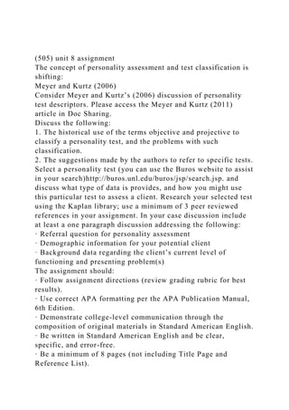 (505) unit 8 assignmentThe concept of personality assessment and.docx