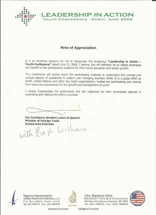 Note of appreciation lia 