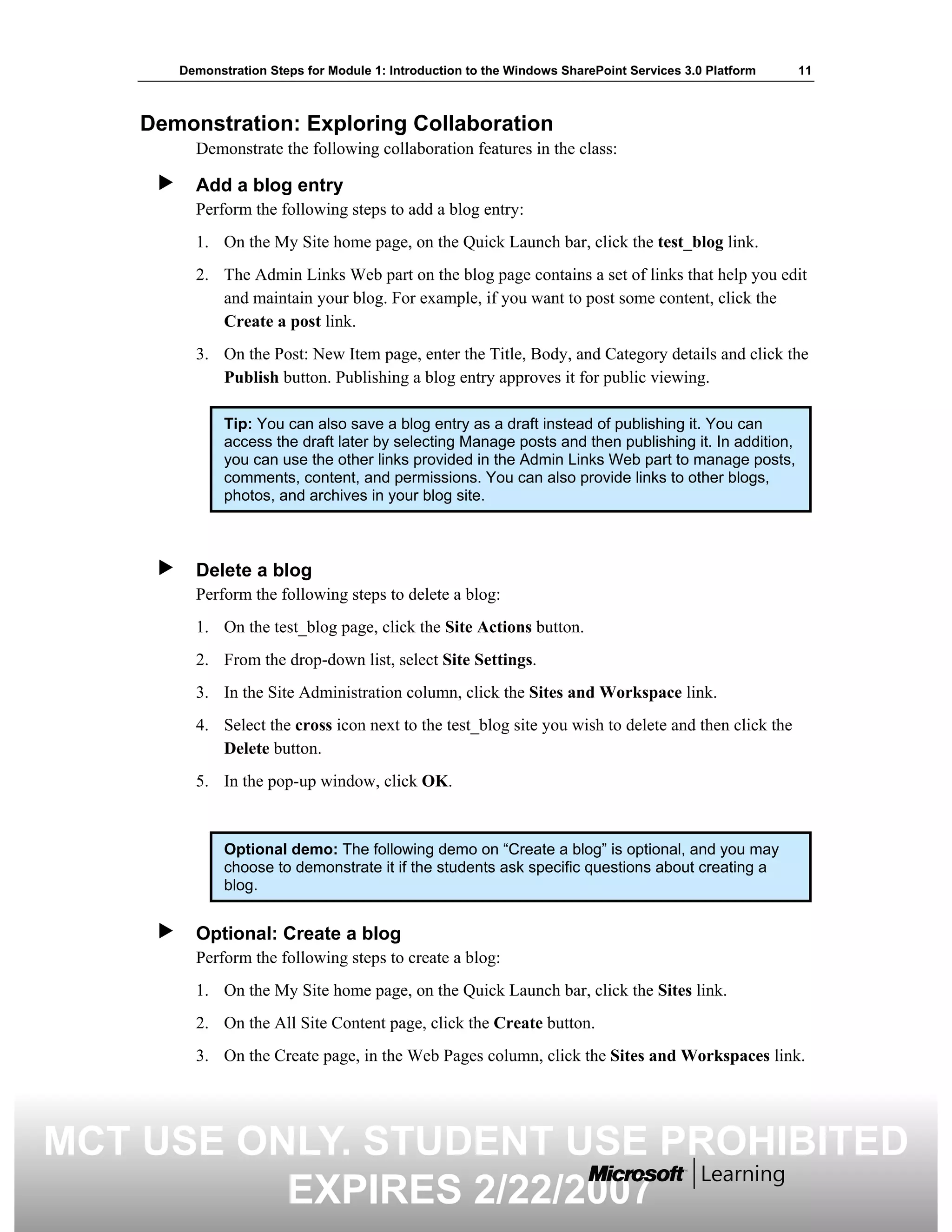 5060 A 01 Demonstration Steps