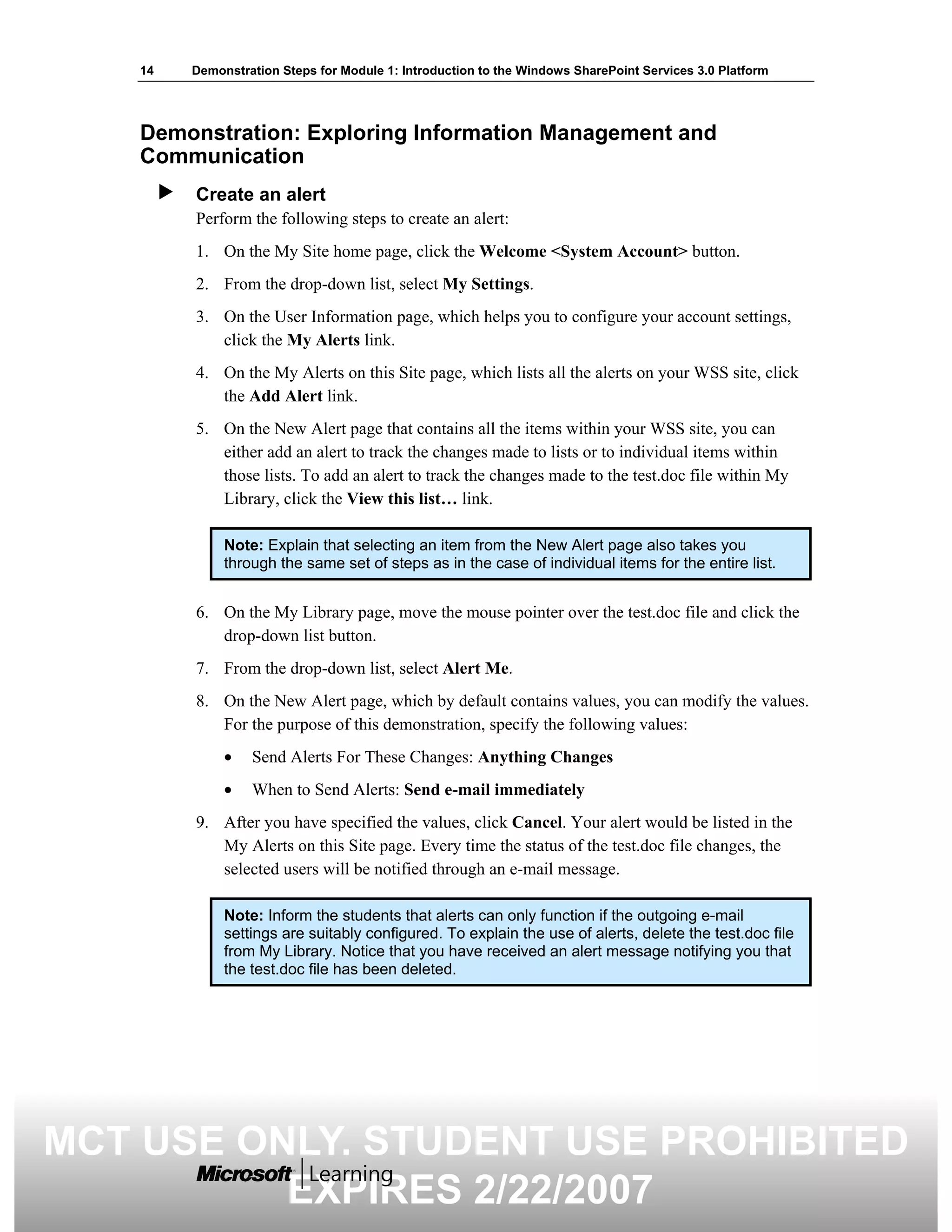 5060 A 01 Demonstration Steps