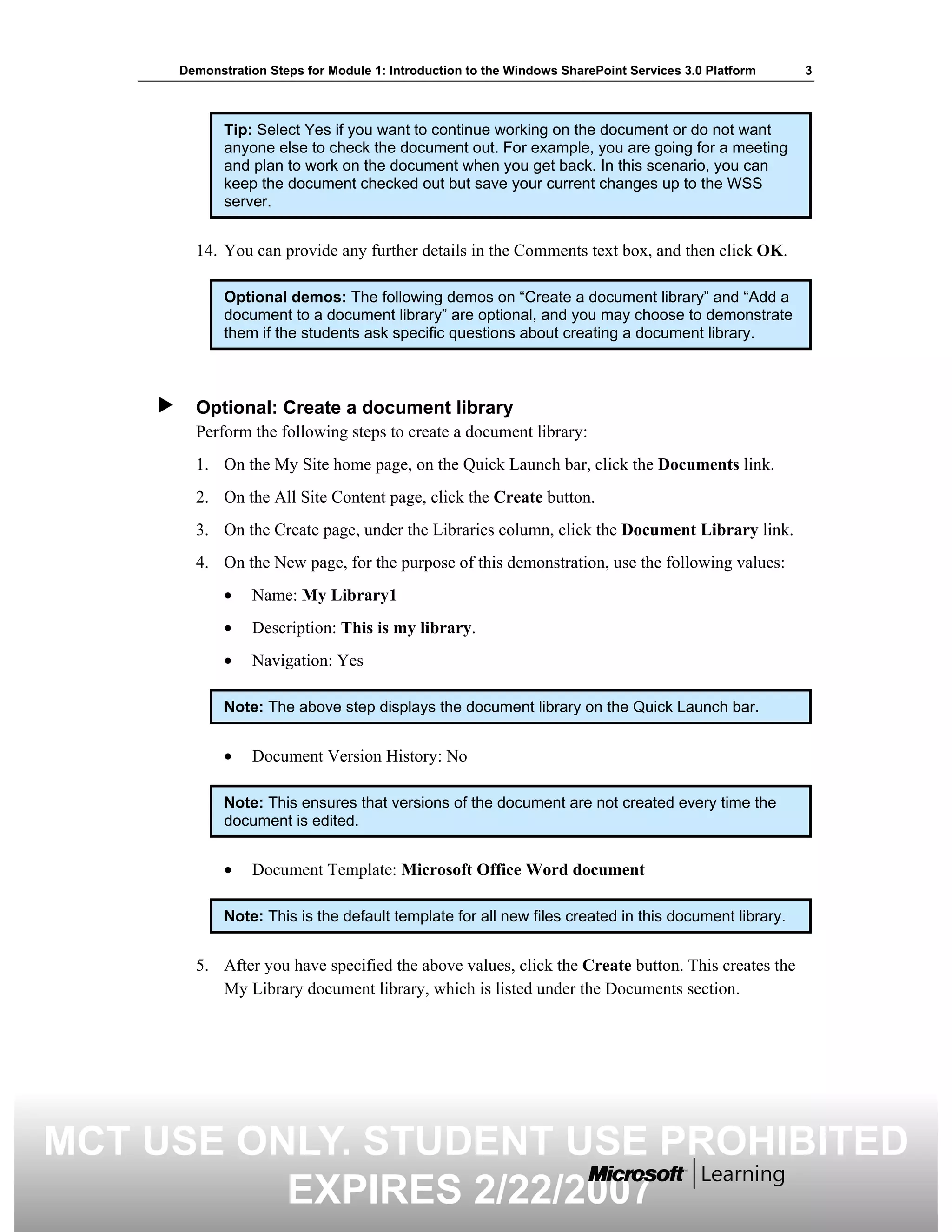 5060 A 01 Demonstration Steps