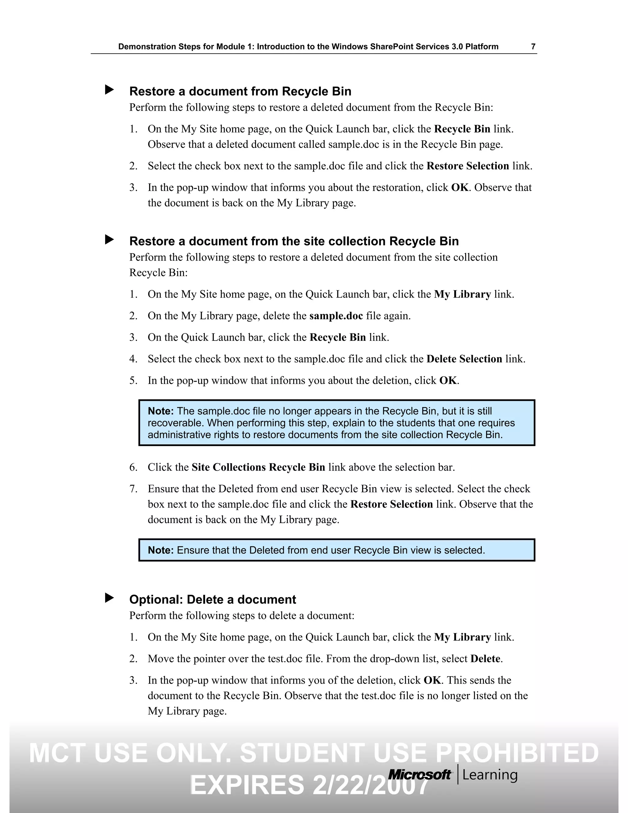 5060 A 01 Demonstration Steps