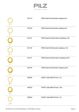 533110 PSEN Kabel Winkel/cable angleplug 2m
533120 PSEN Kabel Winkel/cable angleplug 5m
533131 PSEN Kabel Gerade/cable str...