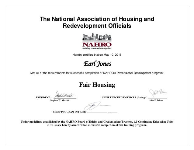 Nahro 2016 Fair Housing Certificate
