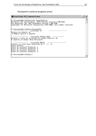 Curso de Introdução a Plataforma .Net FrameWork SDK   55


    Acompanhe a saída do programa acima:
 
