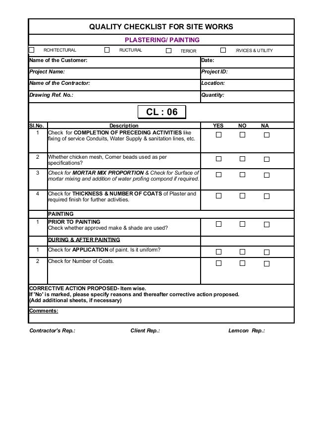 50727481 Checklist For Site Works