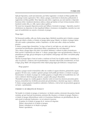 E drejta civile


fjalë për hipotekën, sendi nuk dorëzohet, por bëhet regjistrimi i së drejtës në librat publikë dhe
kjo paraqet modus aquirend-in. Tek e drejta e pengut, sendi duhet të dorëzohet, përkatësisht të
regjistrohet në librat publikë. Nëse hipoteka nuk është e regjistruar, ajo nuk trajtohet si hipotekë.
Kontrata është e karakterit detyrimor, ndërsa e drejta që krijohet në bazë të kësaj kontrate është e
karakterit sendor dhe, si e tillë, vepron ndaj të gjithëve.
Në rastet kur mungojnë dispozitat pozitive për lidhjen e kontratës së pengut - hipotekës, mund të
shërbehemi me dispozitat të cilat rregullojnë lidhjen e kontratave në përgjithësi, natyrisht, kur nuk
janë në kundërshtim me natyrën e kontratës së pengut.

Pengu ligjor

Në literaturën juridike, edhe pse thuhet pengu ligjor, faktikisht mendohet për të drejtën e pengut
ligjor, për shkak se lënda e së drejtës së pengut quhet peng. Objekti i së drejtës së pengut zakon-
isht janë sendet e paluajtshme, sendet e luajtshme e në disa raste edhe e drejta me karakter
pasuror.
E drejta e pengut ligjor themelohet, “ex lege, në bazë të vetë ligjit ose, më saktë, ajo lind në
momentin kur përmbushen (plotësohen) faktet e parashikuara me vetë dispozitat”.
Tek e drejta e pengut ligjor nuk është i nevojshëm deklarimi i vullnetit të palëve kontraktuese.
Këtë autorët e mbështesin me faktin se “e drejta e pengut ligjor varet nga përmbushja e fakteve të
parashikuara me ligje, gjë që nënkupton se për krijimin e këtij pengu nuk është i nevojshëm pëlqi-
mi i debitorit”.
Një lloj të pengut ligjor e kemi në rastin e vendosjes në hotel, kur të gjitha sendet e luajtshme, të
cilat i ka personi i vendosur, deri në përmbushjen e detyrimit ndaj hotelit, konsiderohen, në bazë
të ligjit, peng. Malli i cili transportohet është objekt pengu ligjor për kërkesën e transportuesit.

     Pengu gjyqësor

E drejta e pengut mund të themelohet edhe me vendim të organit shtetëror, përkatësisht organit
gjyqësor. Në këto raste, vendimi i gjykatës paraqet titull juridik për fitimin e së drejtës së pengut.
Konstitutimi i së drejtës së pengut me vendim gjyqësor, si rregull, bëhet në kundërshtim me vull-
netin e debitorit. Këtë lloj pengu ndryshe e quajnë edhe peng të dhunshëm.
Themelimi i pengut me vendim gjyqësor zbatohet vetëm në rastet kur ekziston procedura përm-
baruese, domethënë kur zhvillohet procedurë për përmbushjen e detyrimit nga mjetet e debitorit.
E drejta e pengut gjyqësor mundëson realizimin e kërkesës, e cila ka hyrë në procedurën gjyqësore
në fazën e përmbarimit.

PARIMET E SË DREJTËS SË PENGUT

Në kuadër të së drejtës së pengut, si institucion i së drejtës sendore, ekzistojnë disa parime (karak-
teristika), që janë bazë për konstituimin, jetësimin dhe shuarjen e së drejtës së pengut. Parimet e
së drejtës së pengut duhetnshikuar vetëm si të kumuluara (bashkuara ose përmbledhura) dhe ato
nuk mund ta realizojnë funksionin e vet në mënyrë të pavarur.
       Si parime të së drejtës së pengut do të merren në shqyrtim:
       Parimi i aksesoritetit të së drejtës së pengut;
       Parimi i oficialitetit të së drejtës së pengut;
       Parimi i specialitetit;

                                                     343
 