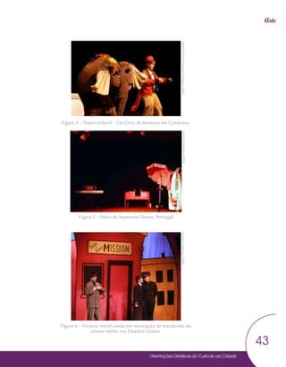 Orientações Didáticas do Currículo da Cidade
43
Arte
Figura 4 – Teatro Infantil - Cia Circo de Bonecos em Campinas.
Figura 5 – Palco de Improvisa Teatro, Portugal
.
Figura 6 – Cenário móvel usado em encenação de estudantes do
ensino médio nos Estados Unidos.
Imagem:
Wikimedia
Commons
/
Rodrigo
Cancela
Imagem:
Wikimedia
Commons
Imagem:
Wikimedia
Commons
 