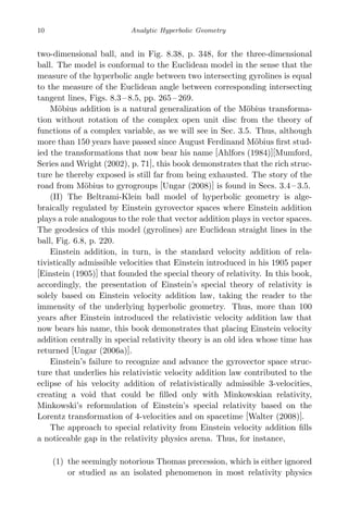Analytic Hyperbolic Geometry And Albert Einsteins Special Theory Of ...