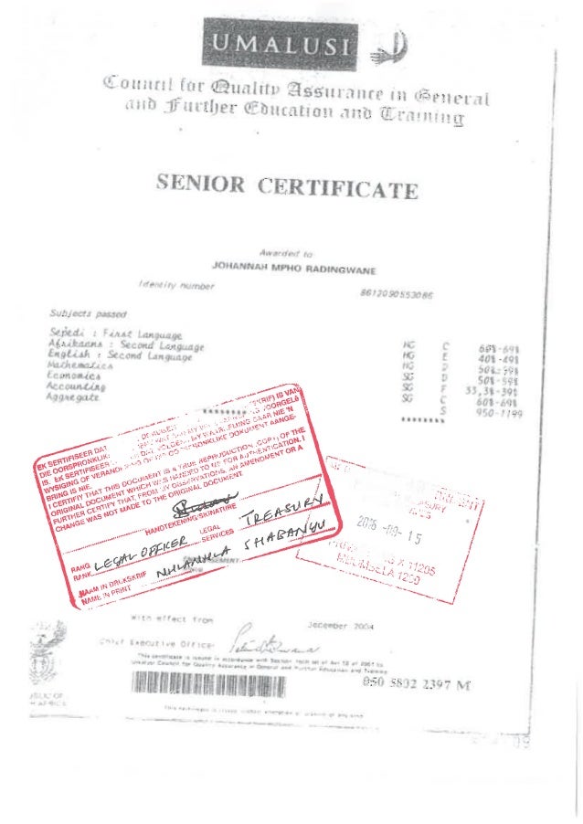 mpho certified documents
