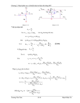 Chương 2: Mạch phân cực và khuếch đại tín hiệu nhỏ dùng BJT
* Ðộ lợi điện thế:
Trương Văn Tám II-18 Mạch Điện Tử
 