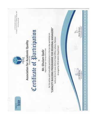 AFAQ _Certificate of particpation of managers