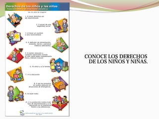 CONOCE LOS DERECHOS
 DE LOS NIÑOS Y NIÑAS.
 