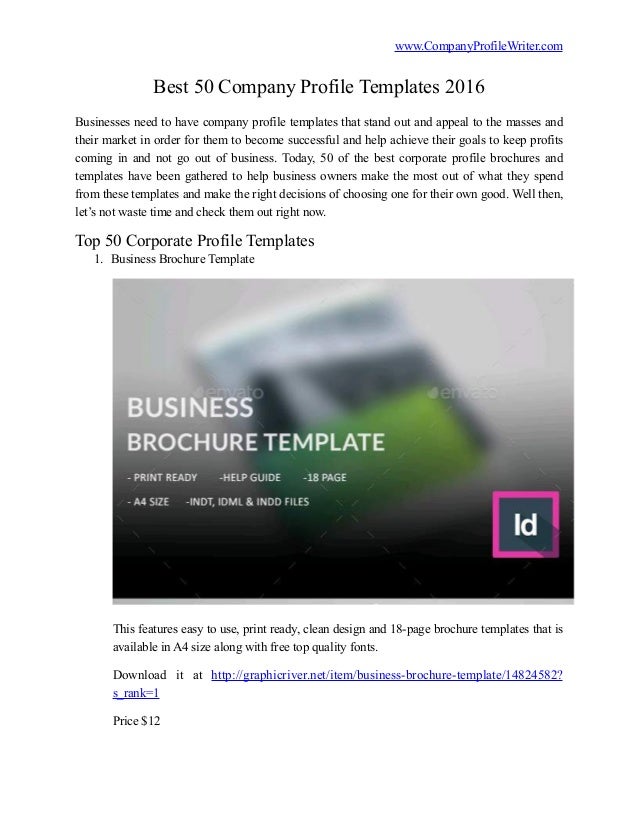 best 50 company profile templates 2016 best business templates