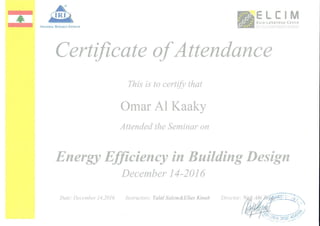 Certificate - EE in Building Design
