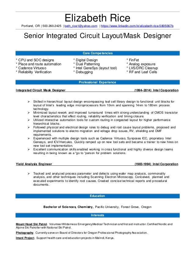 lay out of a resumes