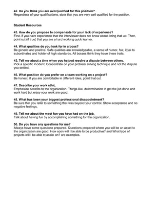 50 essential interview questions by ex-interviewers ... 50 common interview questions and answers | DOC