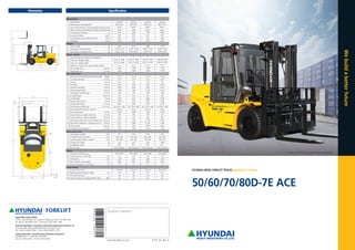 * Some of the photos may include optional equipment.
HYUNDAI DIESEL FORKLIFT TRUCKS Applied Tier 3 Engine
50/60/70/80D-7E ...