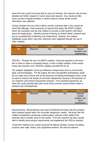Product Development - Reflective Report | DOCX