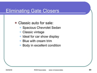 Eliminating Gate Closers Classic auto for sale: Spacious Chevrolet Sedan Classic vintage Ideal for car show display Blue with cream trim Body in excellent condition 