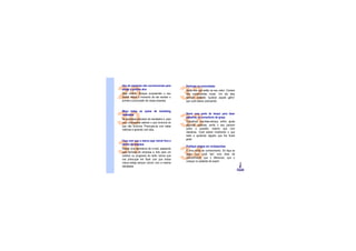 Uso de maneiras não convencionais para       Participe na comunidade



29
atingir o público alvo
Seja criativo. Busque surpreender o seu
cliente desde o momento de ele receber o
primeiro comunicado de nossa empresa.
                                             32
                                             Ajude aos que estão ao seu redor. Compre
                                             dos comerciantes locais. Um dia eles
                                             também poderão “quebrar aquele galho”
                                             que você estava precisando.


Meça todas as ações de marketing



30
                                             Deixe uma parte do tempo para fazer



                                             33
realizadas
                                             palestras ou consultoria de graça
As empresas precisam de resultados e, para
isso, precisamos estimar o que funciona do   Conselhos, reuniões-almoço, enfim, ajude
que não funciona. Preocupe-se com estas      algumas pessoas, emita o seu parecer
métricas e aprenda com elas.                 sobre a questão, mesmo que com
                                             ressalvas. Você estará mostrando o que
                                             sabe e ajudando alguém que lhe ficará
                                             grato.
Faça com que a marca seja visível fora e



31
dentro da empresa
Desde uma assinatura de e-mail, passando
pela fachada da empresa e indo para um
outdoor ou programa de rádio, temos que
nos preocupar em fazer com que nossa
                                             Publique artigos em revistas/sites



                                             34
                                             É uma mídia de conhecimento. Só faça se
                                             julgar que você tem uma área de
                                             conhecimento que o diferencie, que o
                                             coloque no pedestal de expert.
marca esteja sempre visível, com a mesma
identidade.
 